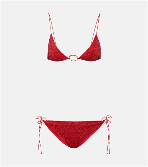 Lumière O lamé bikini in red Oseree Mytheresa