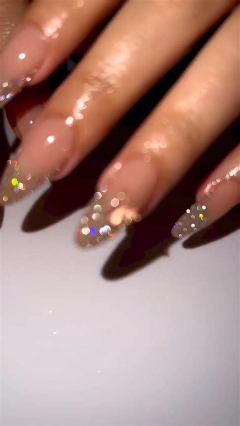 Nude Stiletto Nails With Glitter Artofit