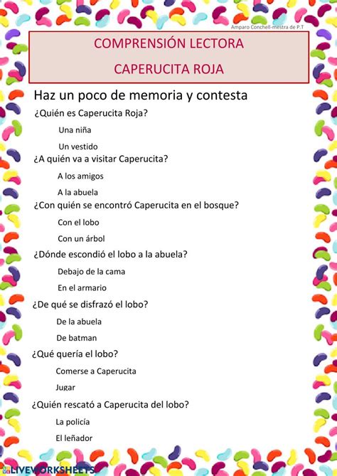Caperucita Roja Worksheet Answers Printable Worksheets