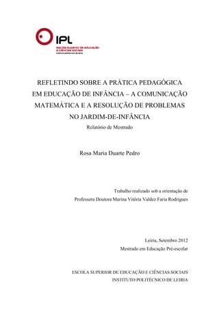 A Comunicação Matemática e a Resolução de Problemas no Jardim de