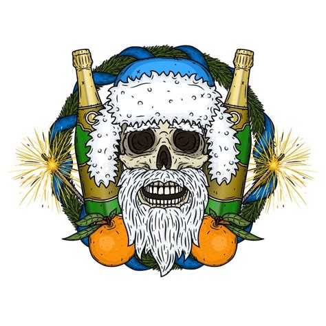 Skull Santa Claus Christmas Vector Illustration Stock Vector