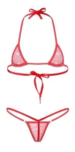 Mini Bikini Sexy Transparente Con Flores MercadoLibre