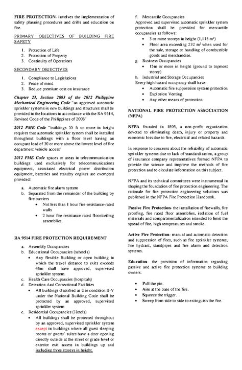 FIRE- Protection - FIRE PROTECTION- involves the implementation of