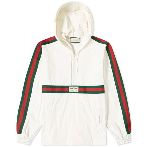 Gucci Mens Grg Stripe Vintage Smock Windbreaker In White Gucci