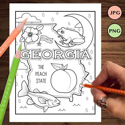 GEORGIA Coloring Page With State Facts - Printable United States of