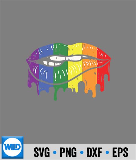 LGBT SVG Lip Bite Gay Pride Rainbow Flag Drip Art Lgbt Lesbian SVG WildSvg