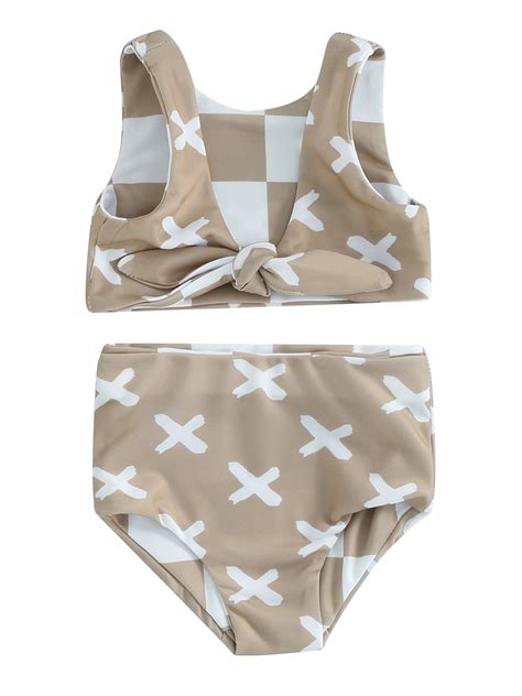 Mevireiy Baby Girl Two Piece Swimsuit Floral Knotted Swim Tops Bottom Tankini Bikini Set