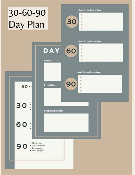 30 60 90 Day Plan PDF Template Printable Notes, Reflection, SWOT ...