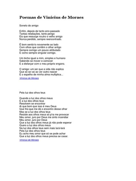Poemas De Vinícius De Moraes Para Professores - Poemas de Vinícius de Moraes | PDF | Amor | Science