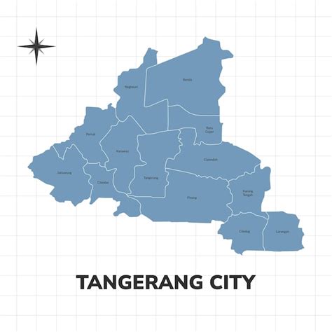 Premium Vector | Tangerang city map illustration Map of cities in Indonesia