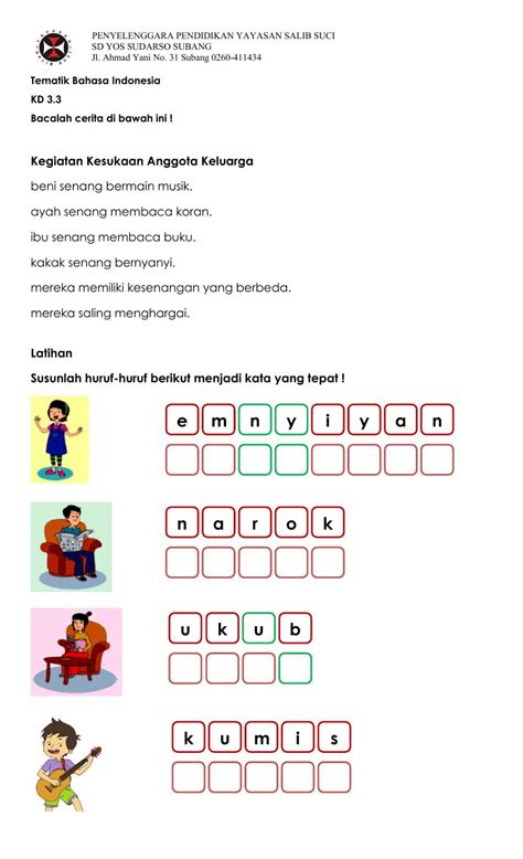 Menyusun Huruf Acak Menjadi Kata Yang Benar In