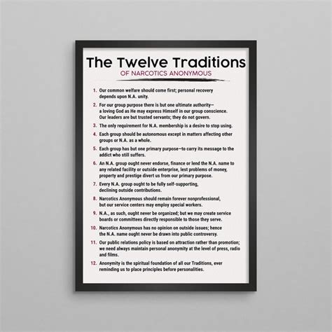 The Twelve Traditions Of Narcotics Anonymous Na Poster Etsy