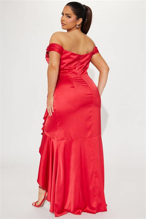 Kyla Satin Gown - Red | Fashion Nova