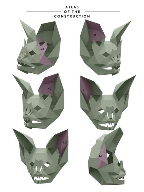 Make Bat Face Mask,polygon Mask,pdf,diy Paper,bat Mask,papercraft