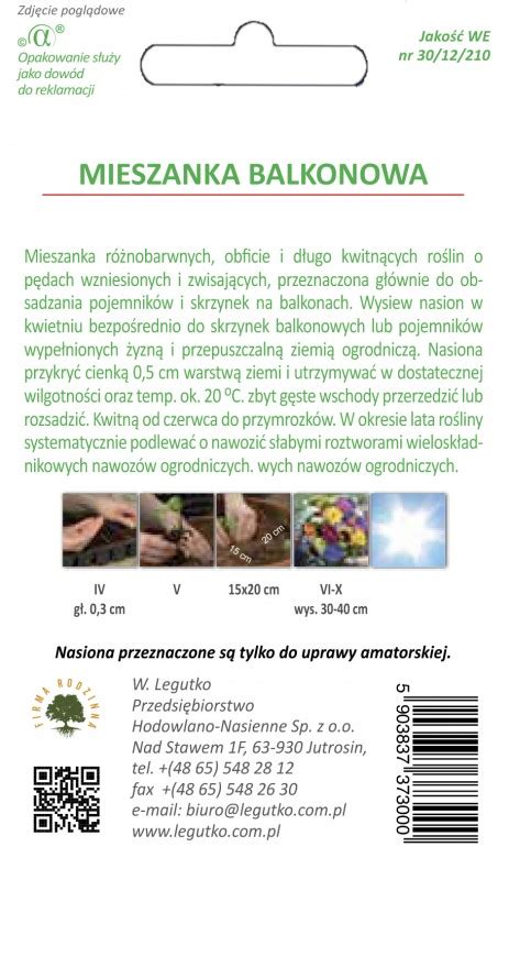 Mieszanka Balkonowa Nasiona 1 5 G Legutko