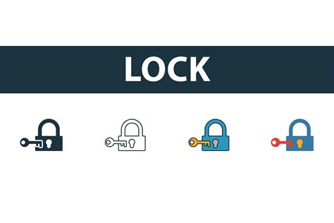 lock icon set graphic  aimagenarium creative fabrica
