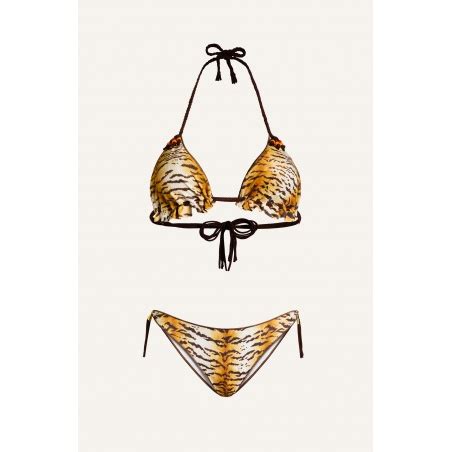 Bikini Triangle Padded Brazilian Briefs Tiger Print Crotch Dot Size S Color Blue Brief Sliding