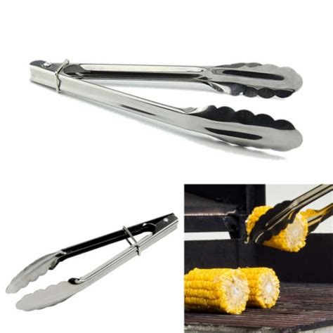 Utility Tongs 9 Stainless Steel Serving Tong Food Lock Bbq Kitchen