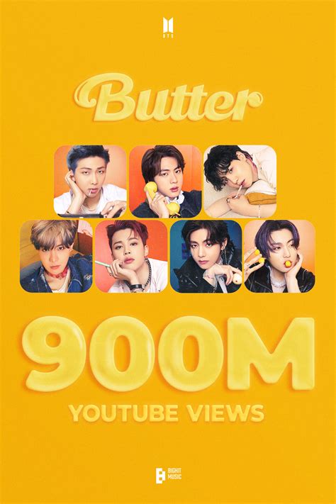 방탄소년단 Butter 뮤직비디오 9억뷰 돌파…통산 8번째 9억뷰 Mv