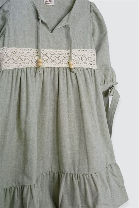 Soraya Dress Olive | Kiddiposh | Shine and Bloom Official
