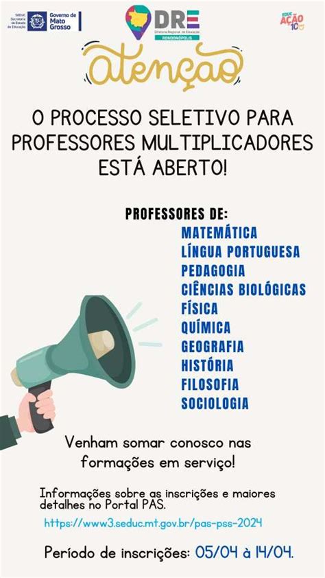 Seleção de Professores Multiplicadores DRE Diretoria Regional