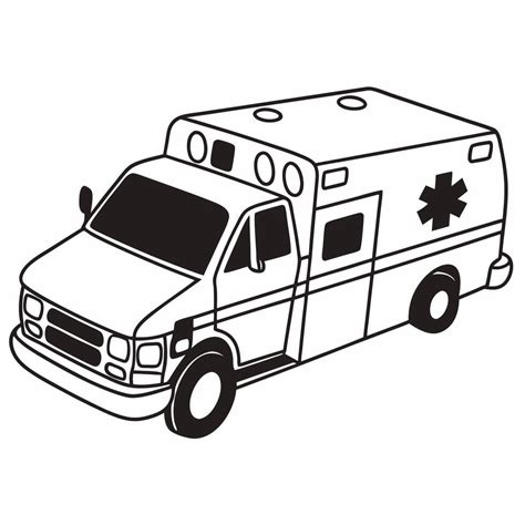 An Ambulance Is Shown In Black And White 67442395 Vector Art At Vecteezy