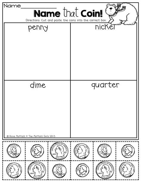 Identifying Coins Worksheets 1st Grade Wert Sheet