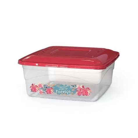 Caixa Org Quadrada Lts Transp Floral Topa Tudo Mb Plastic