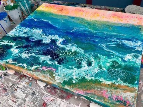 Acrylic Pour Painting Silent Oceanscape Pouring Painting Acrylic