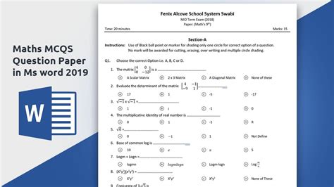 Multiple Choice Questions And Answers Mathematics Test Takin