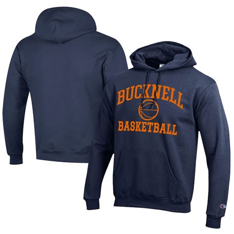 Mens Champion Navy Bucknell Bison Icon Logo Basketball Eco Powerblend