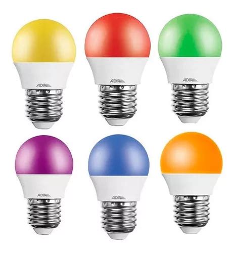 Mini Foco De Color Led Tipo Bulbo Adir 10w Colores Kit 6 Pza