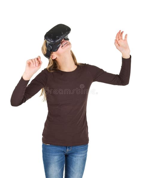 Blonde Girl Using VR Virtual Reality Headset Stock Photo Image Of