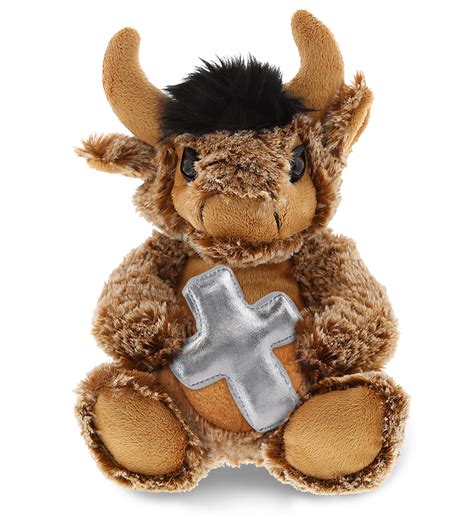 Dollibu Sitting Buffalo Stuffed Animal With Silver Cross Plush