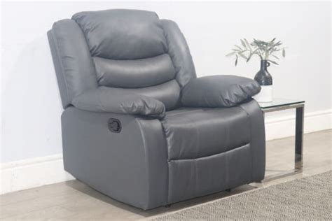 Clearance Sorrento Recliner Armchair Grey Classic Faux Leather