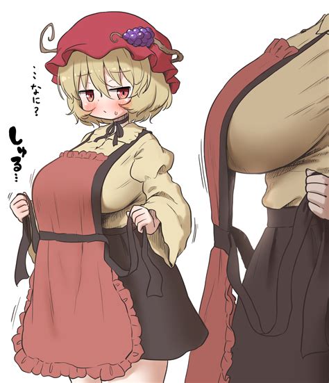 Arinu Aki Minoriko Touhou Highres 1girl Apron Black Skirt Blonde Hair Blush Breasts
