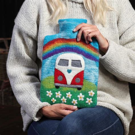 Campervan Hot Water Bottle Cover Litre Fashy Hot Water Bottle Included Wool Felt