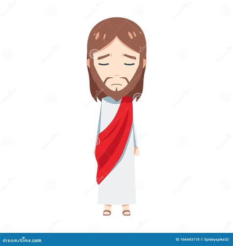 Cute Jesus Is Feeling Sad Isolated Vector Illustration Stock Vector