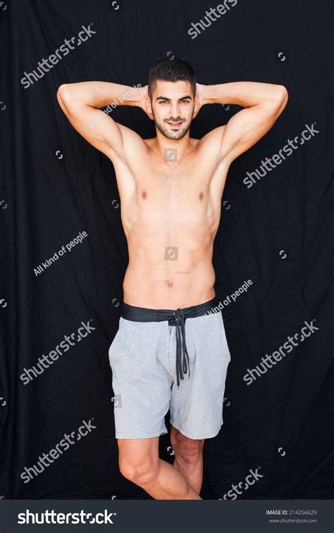 Handsome Man Half Naked Smiling On Stock Photo 214256629 Shutterstock