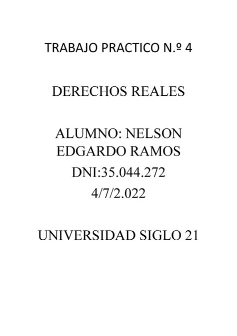 Tp Reales Tp Desarrollo De Actividad Individual Trabajo