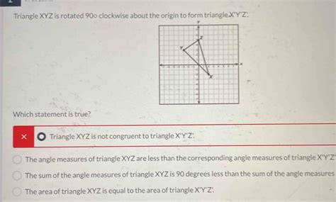 Triangle Xyz Is Rotated Clockwise About The Origin To Form Triangle