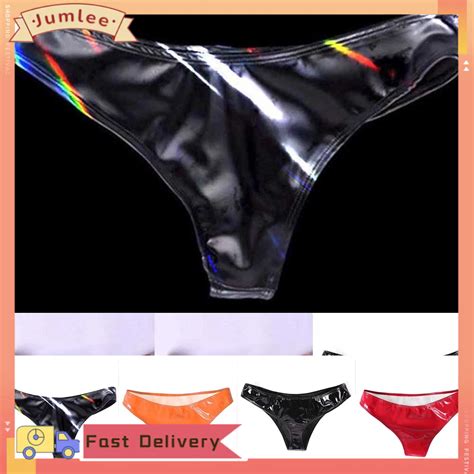 Underwear Shiny Thong Wet Look Bikini Faux Leather Intimates Lady M Xl Shopee Philippines