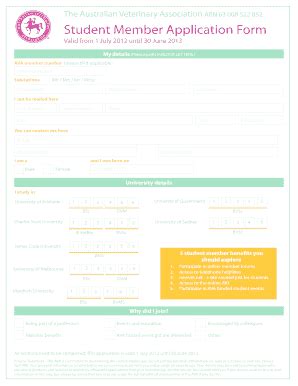 Fillable Online Student Member Application Form Avacomau Fax Email