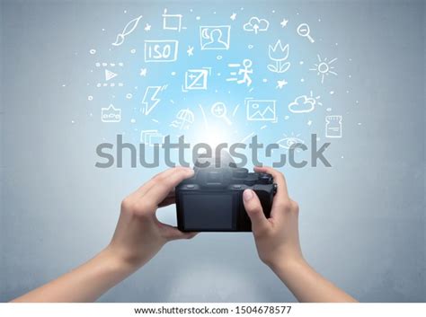 Naked Hand Photo Shooting Doodle Photo Stock Photo
