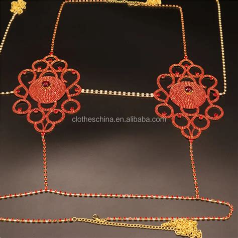 Chuangerm Oem Lingerie Women For Valentine Day Trend Flower Set Red Crystal Sparkly Sexy