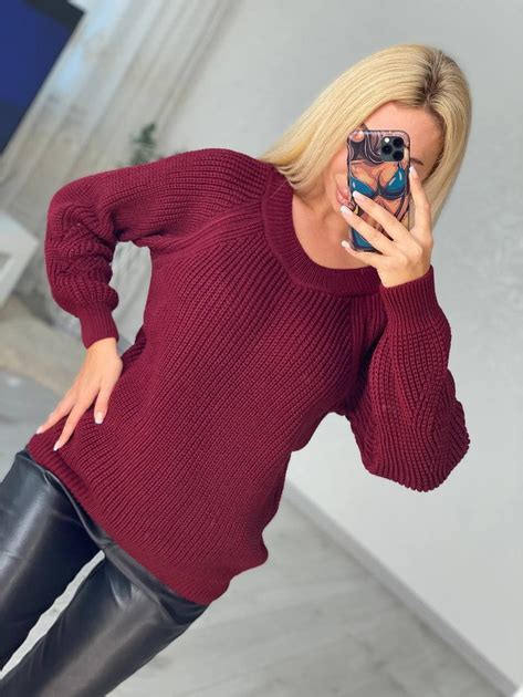 Fashions • Свитер женскии оверсаи з Соня Fashions 44 бордовый (222-нс ...