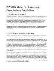 Vrin Model For Assessing Organisations Capabilties Pdf Vrin