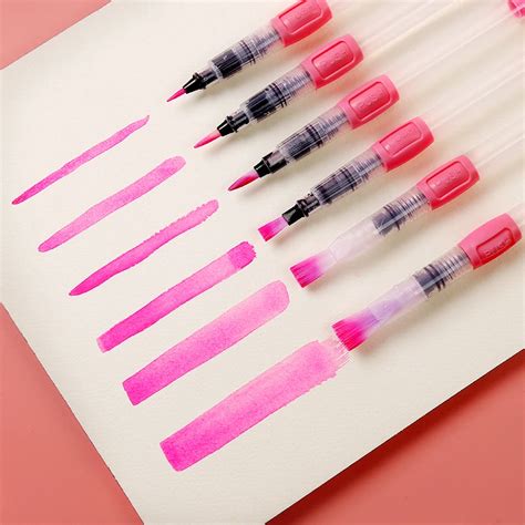 6Pcs Water Brush Water Paint Brush Set Large Capacity Soft Watercolor ...