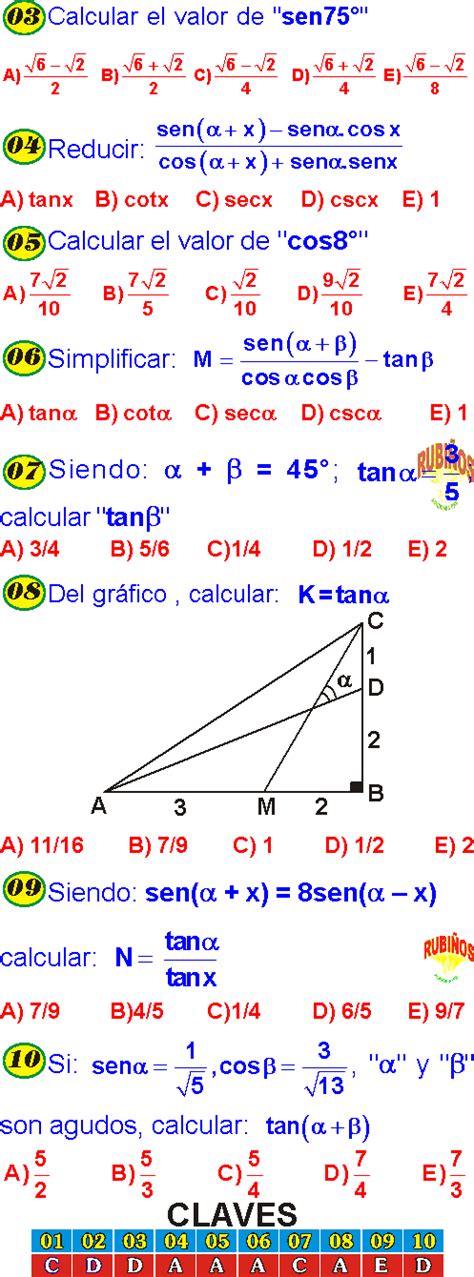 Ángulos Compuestos Ejercicios Resueltos De Identidades TrigonomÉtricas