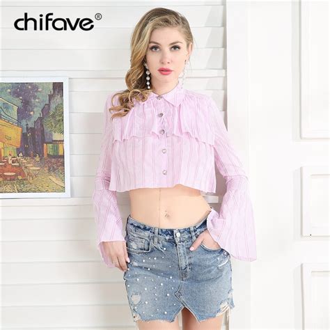 Chifave Fashion Cotton Peplum Tunic Blouse Womens Flare Sleeve Ruffled